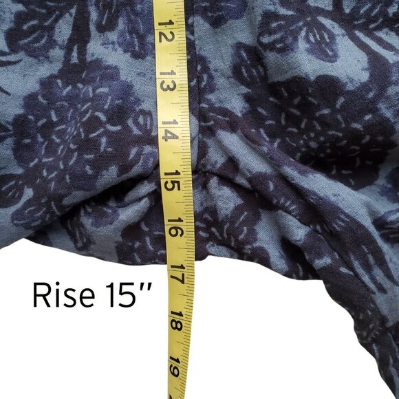 Encore by Idina Menzel Petite Cotton Gauze Ankle Pants Blue Floral Print 2XP - Picture 13 of 16